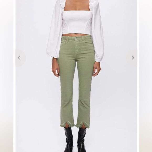 Jonathan Simkhai River High Rise Straight Leg Jeans in green NWT - Picture 3 of 12